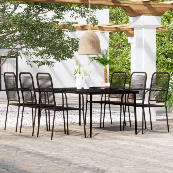 vidaXL 7 Piece Patio Dining Set Black