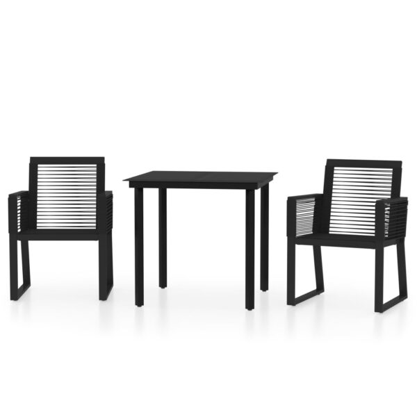 vidaXL 3 Piece Patio Dining Set Black - Image 2