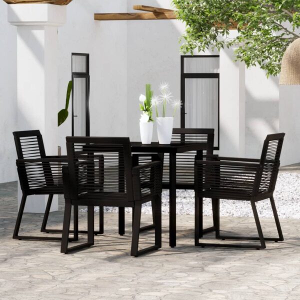 vidaXL 5 Piece Patio Dining Set Black