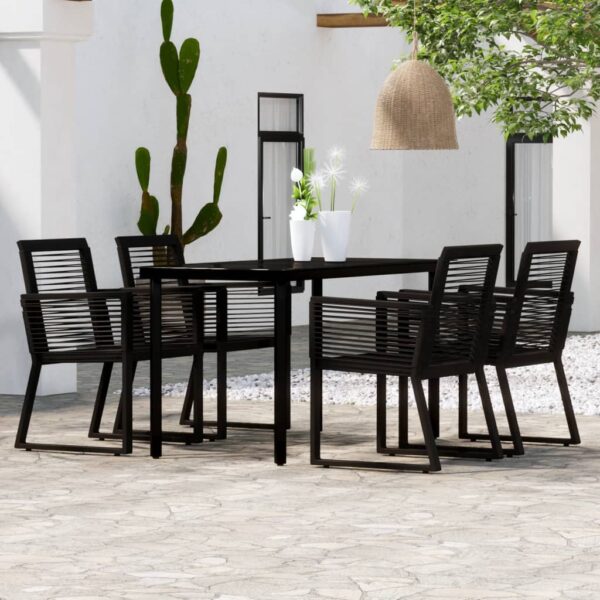 vidaXL 5 Piece Patio Dining Set Black