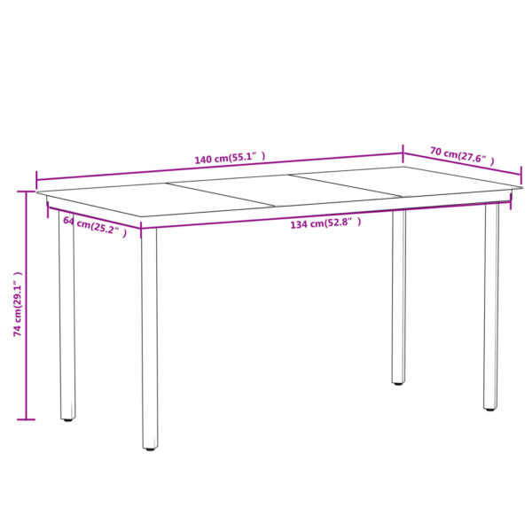 vidaXL 7 Piece Patio Dining Set Black - Image 8