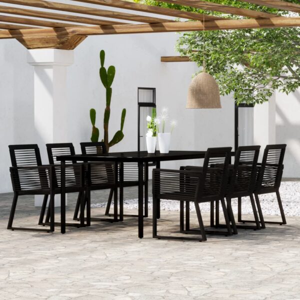 vidaXL 7 Piece Patio Dining Set Black