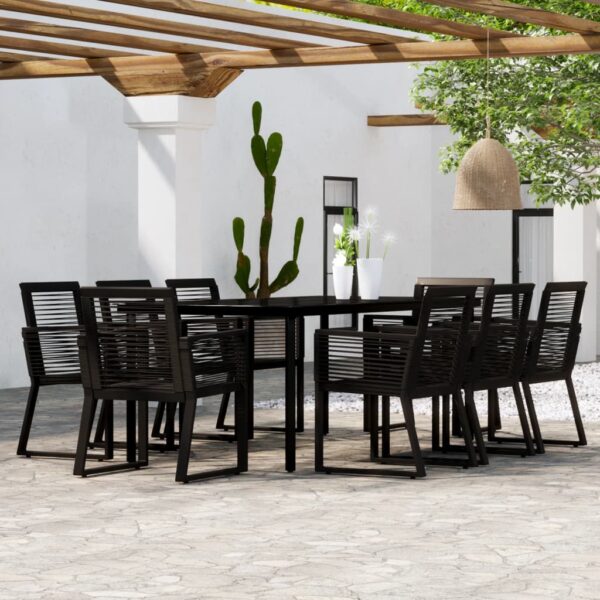 vidaXL 9 Piece Patio Dining Set Black