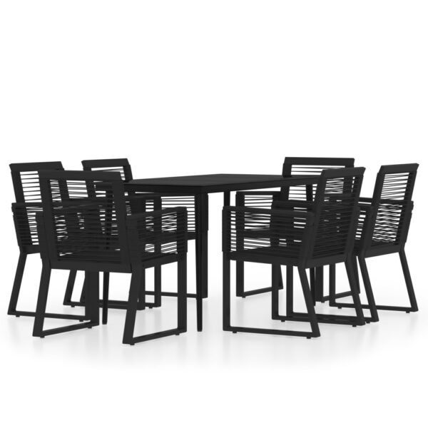 vidaXL 7 Piece Patio Dining Set Black - Image 2