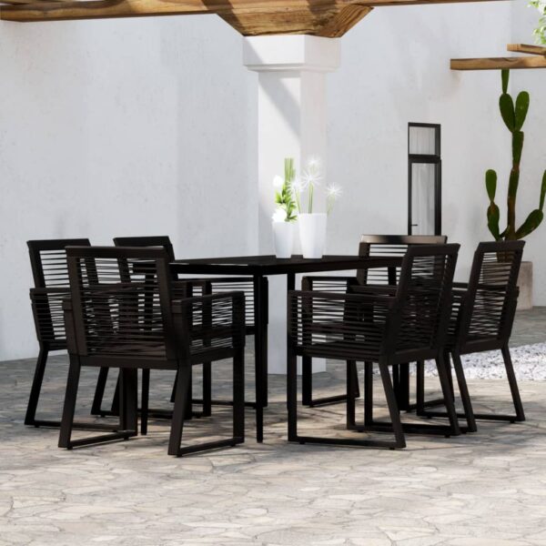 vidaXL 7 Piece Patio Dining Set Black