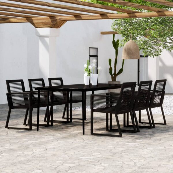 vidaXL 7 Piece Patio Dining Set Black