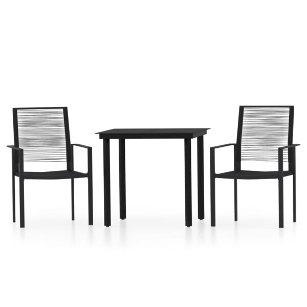 vidaXL 3 Piece Patio Dining Set Black - Image 2