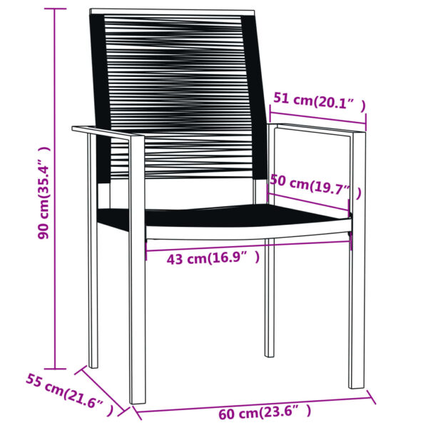 vidaXL 3 Piece Patio Dining Set Black - Image 7