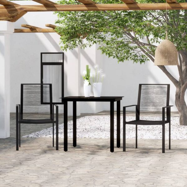 vidaXL 3 Piece Patio Dining Set Black