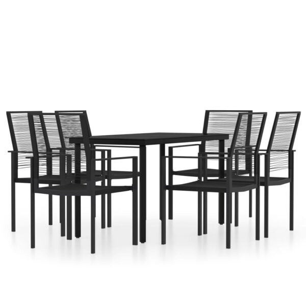 vidaXL 7 Piece Patio Dining Set Black - Image 2