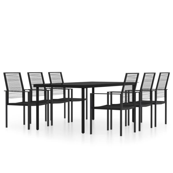 vidaXL 7 Piece Patio Dining Set Black - Image 2