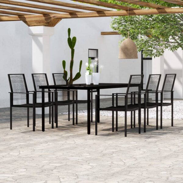 vidaXL 7 Piece Patio Dining Set Black