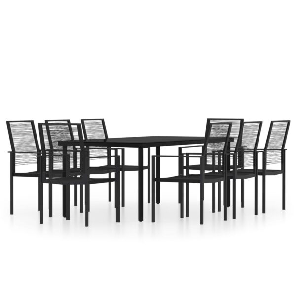 vidaXL 9 Piece Patio Dining Set Black - Image 2