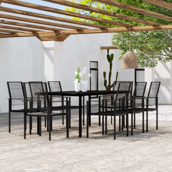 vidaXL 9 Piece Patio Dining Set Black