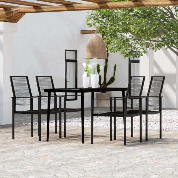 vidaXL 5 Piece Patio Dining Set Black