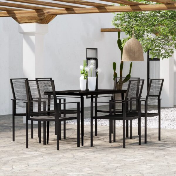 vidaXL 7 Piece Patio Dining Set Black