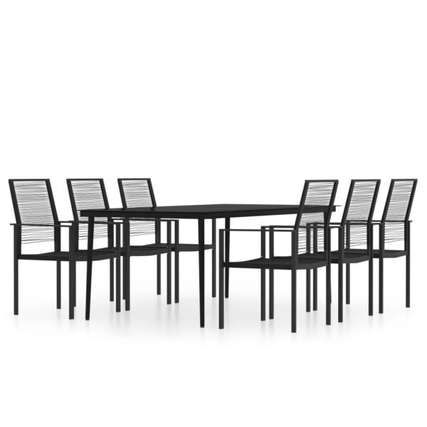 vidaXL 7 Piece Patio Dining Set Black - Image 2