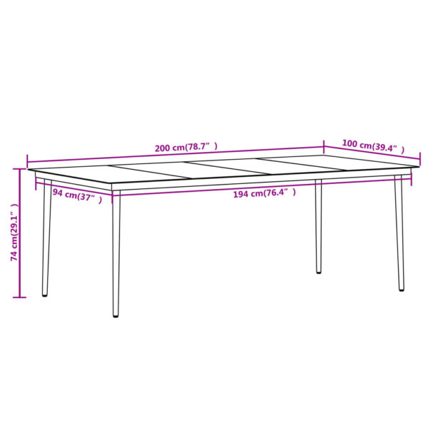 vidaXL 7 Piece Patio Dining Set Black - Image 8