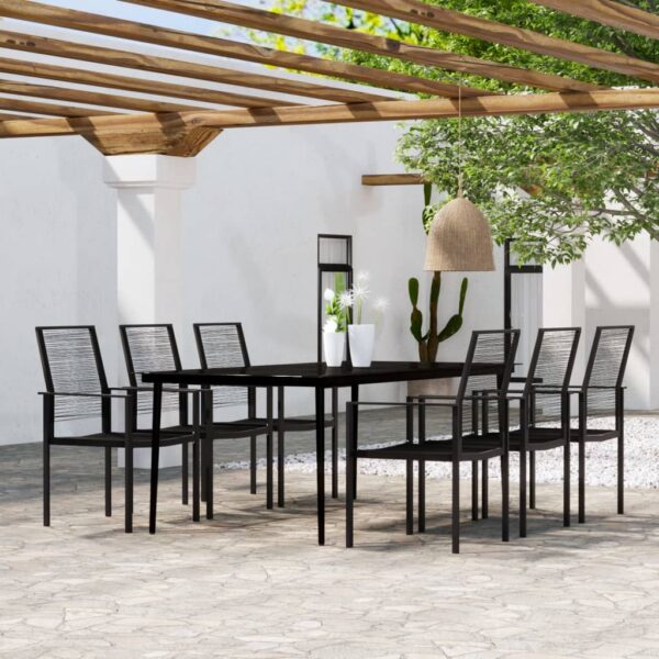 vidaXL 7 Piece Patio Dining Set Black