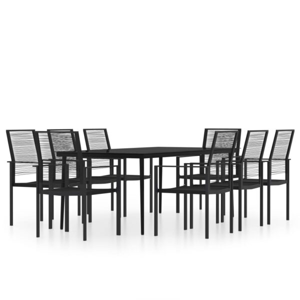 vidaXL 9 Piece Patio Dining Set Black - Image 2