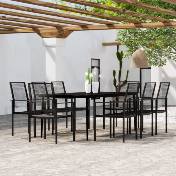 vidaXL 9 Piece Patio Dining Set Black