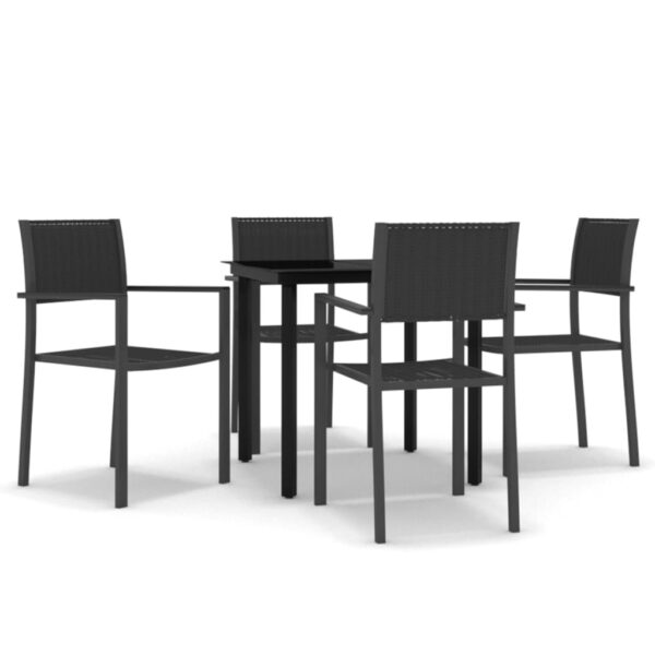 vidaXL 5 Piece Patio Dining Set Black - Image 2