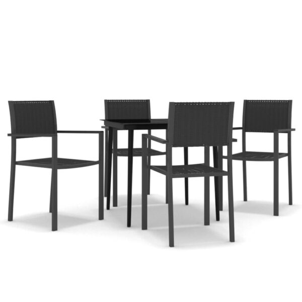 vidaXL 5 Piece Patio Dining Set Black - Image 2