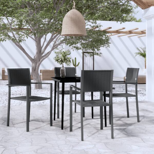 vidaXL 5 Piece Patio Dining Set Black