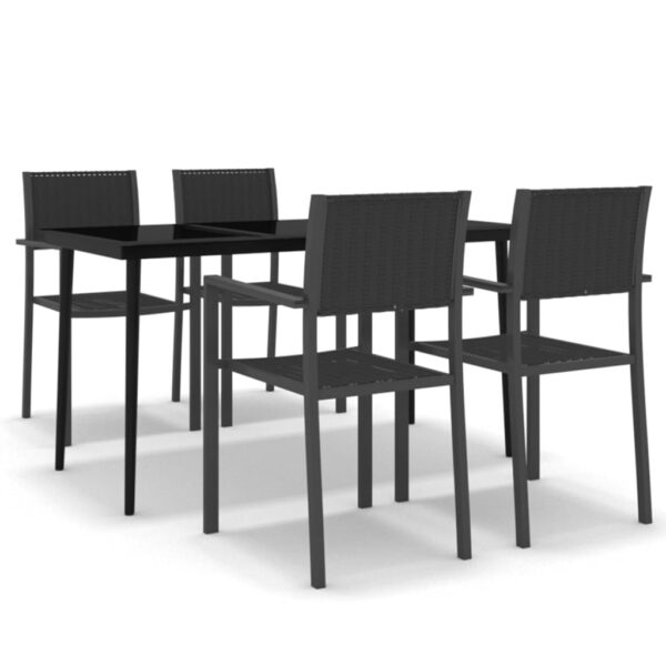 vidaXL 5 Piece Patio Dining Set Black - Image 2