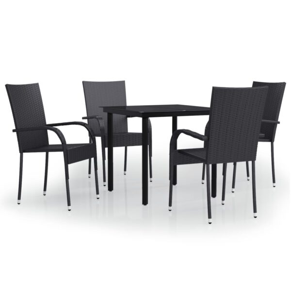 vidaXL 5 Piece Patio Dining Set Black - Image 2