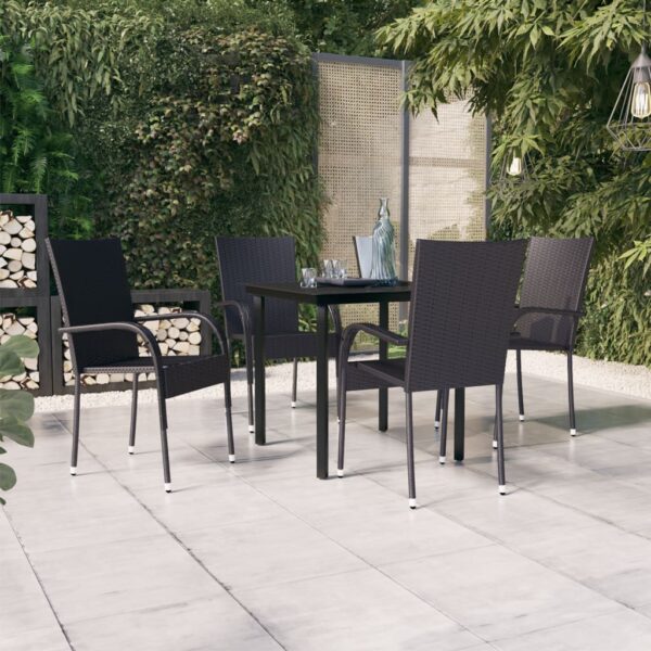 vidaXL 5 Piece Patio Dining Set Black