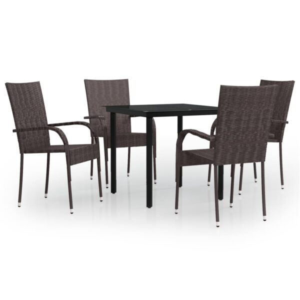 vidaXL 5 Piece Patio Dining Set Brown and Black - Image 2