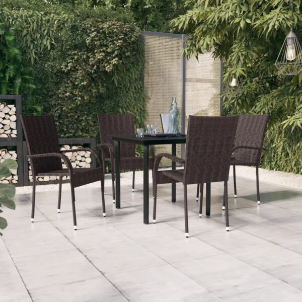 vidaXL 5 Piece Patio Dining Set Brown and Black