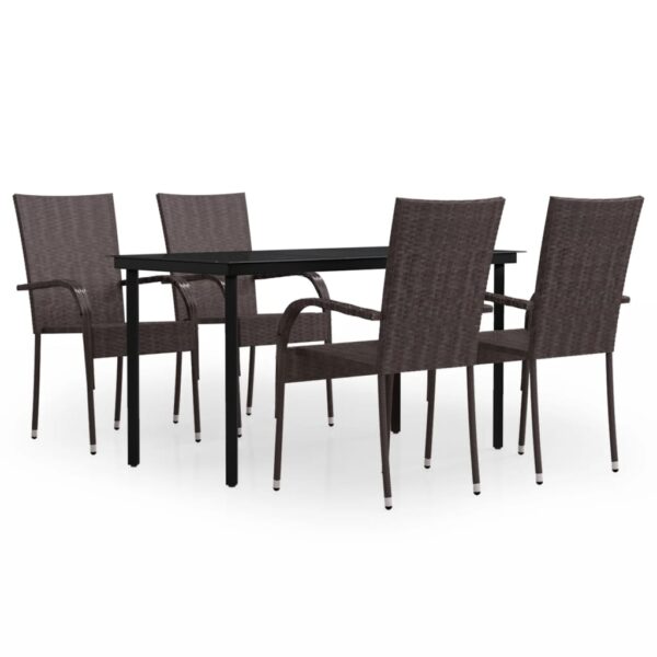 vidaXL 5 Piece Patio Dining Set Brown and Black - Image 2