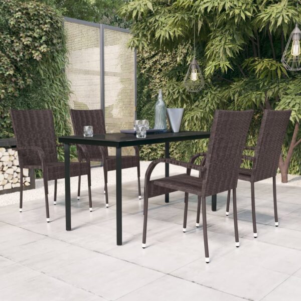 vidaXL 5 Piece Patio Dining Set Brown and Black