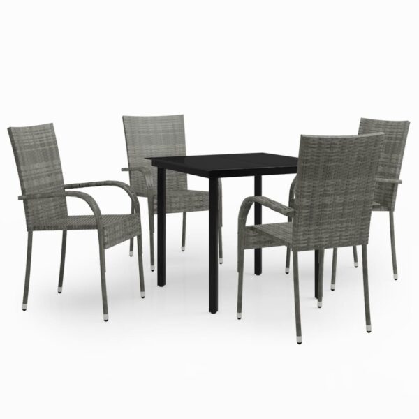 vidaXL 5 Piece Patio Dining Set Gray and Black - Image 2