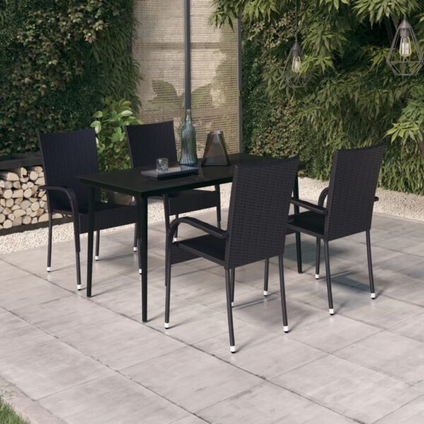 vidaXL 5 Piece Patio Dining Set Black