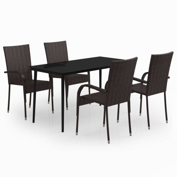 vidaXL 5 Piece Patio Dining Set Brown and Black - Image 2