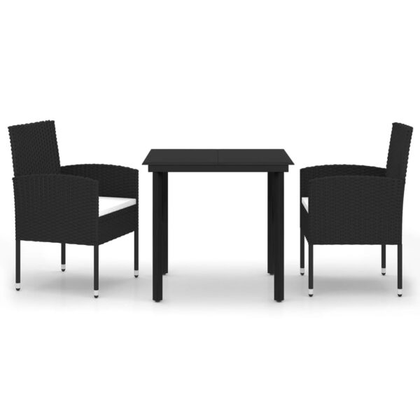 vidaXL 3 Piece Patio Dining Set Black - Image 2