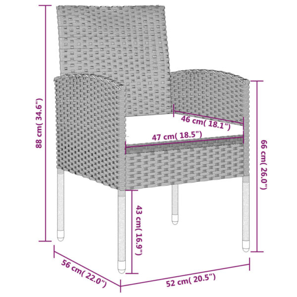 vidaXL 3 Piece Patio Dining Set Black - Image 7