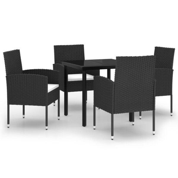 vidaXL 5 Piece Patio Dining Set Black - Image 2