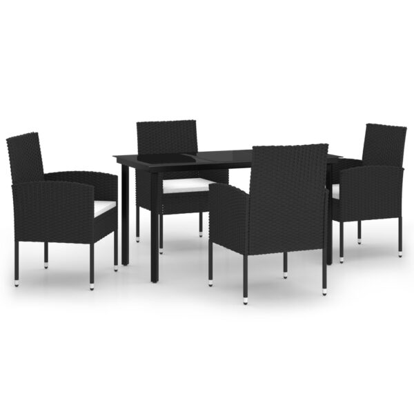 vidaXL 5 Piece Patio Dining Set Black - Image 2