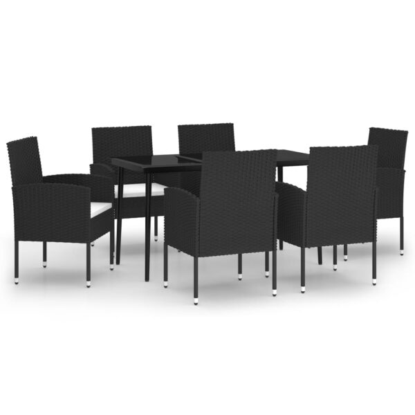 vidaXL 7 Piece Patio Dining Set Black - Image 2