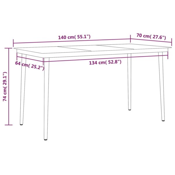 vidaXL 7 Piece Patio Dining Set Black - Image 8