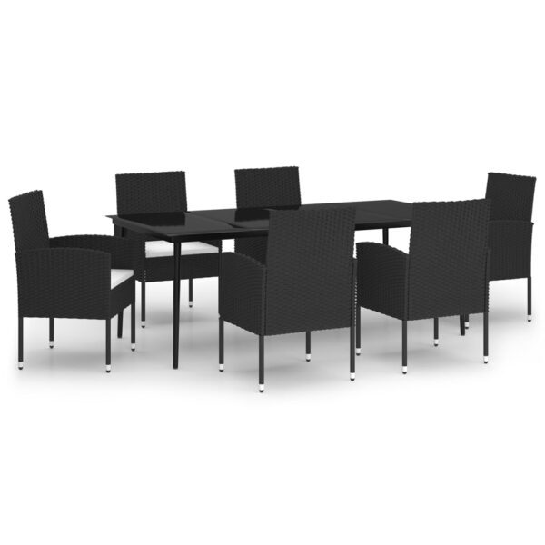 vidaXL 7 Piece Patio Dining Set Black - Image 2