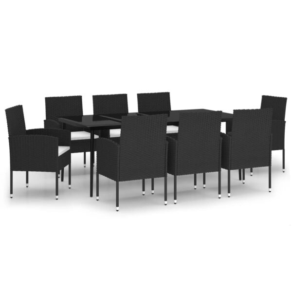 vidaXL 9 Piece Patio Dining Set Black - Image 2