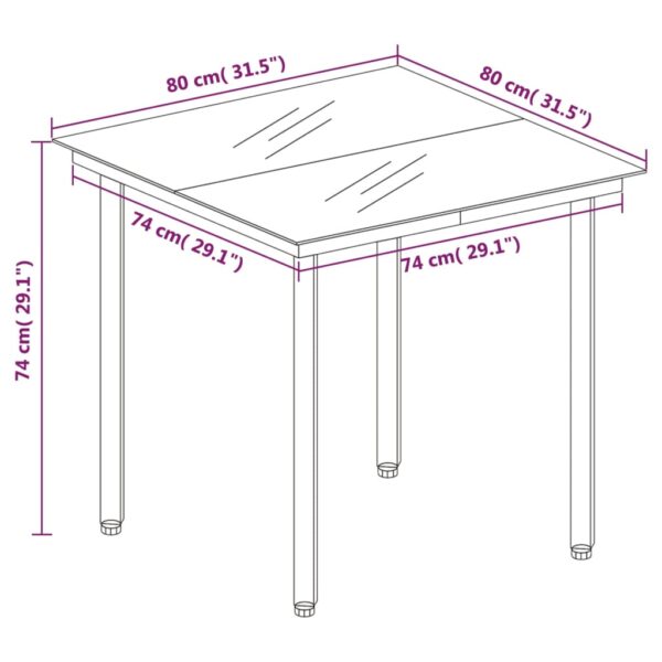 vidaXL 3 Piece Patio Dining Set Brown - Image 8