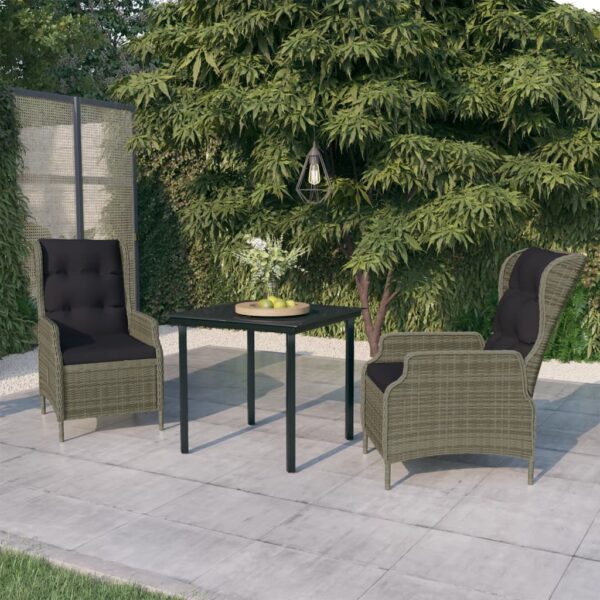 vidaXL 3 Piece Patio Dining Set Brown