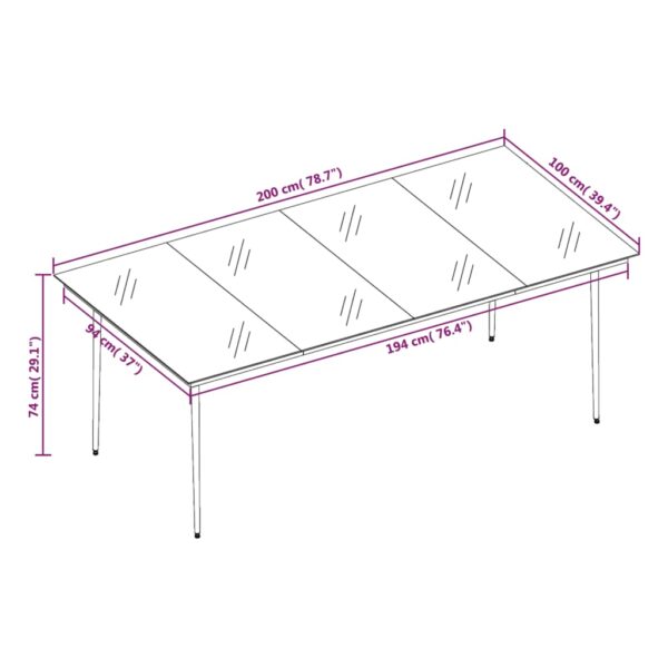 vidaXL 7 Piece Patio Dining Set Dark Gray - Image 8