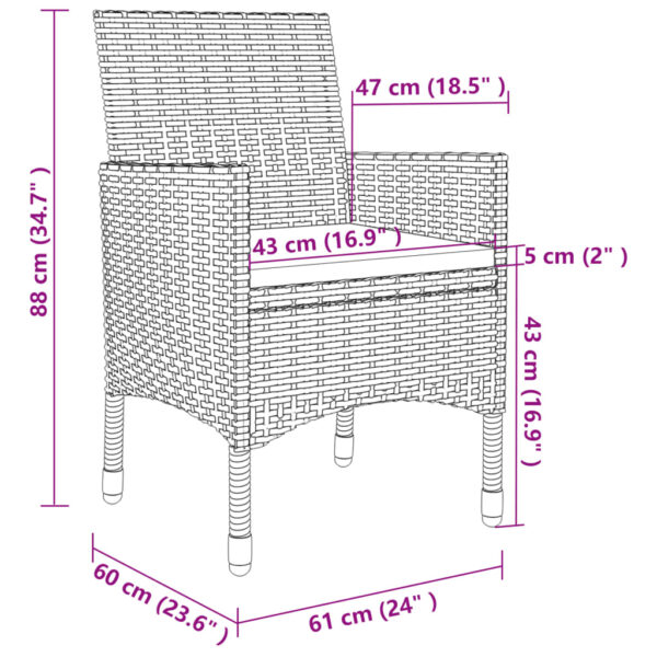 vidaXL 9 Piece Patio Dining Set with Cushions Poly Rattan and Glass - Image 7